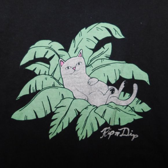 RipNDip Pocket Tee Shirt Women M Cat Graphic Logo Skater Black Short Sleeve - Picture 8 of 8